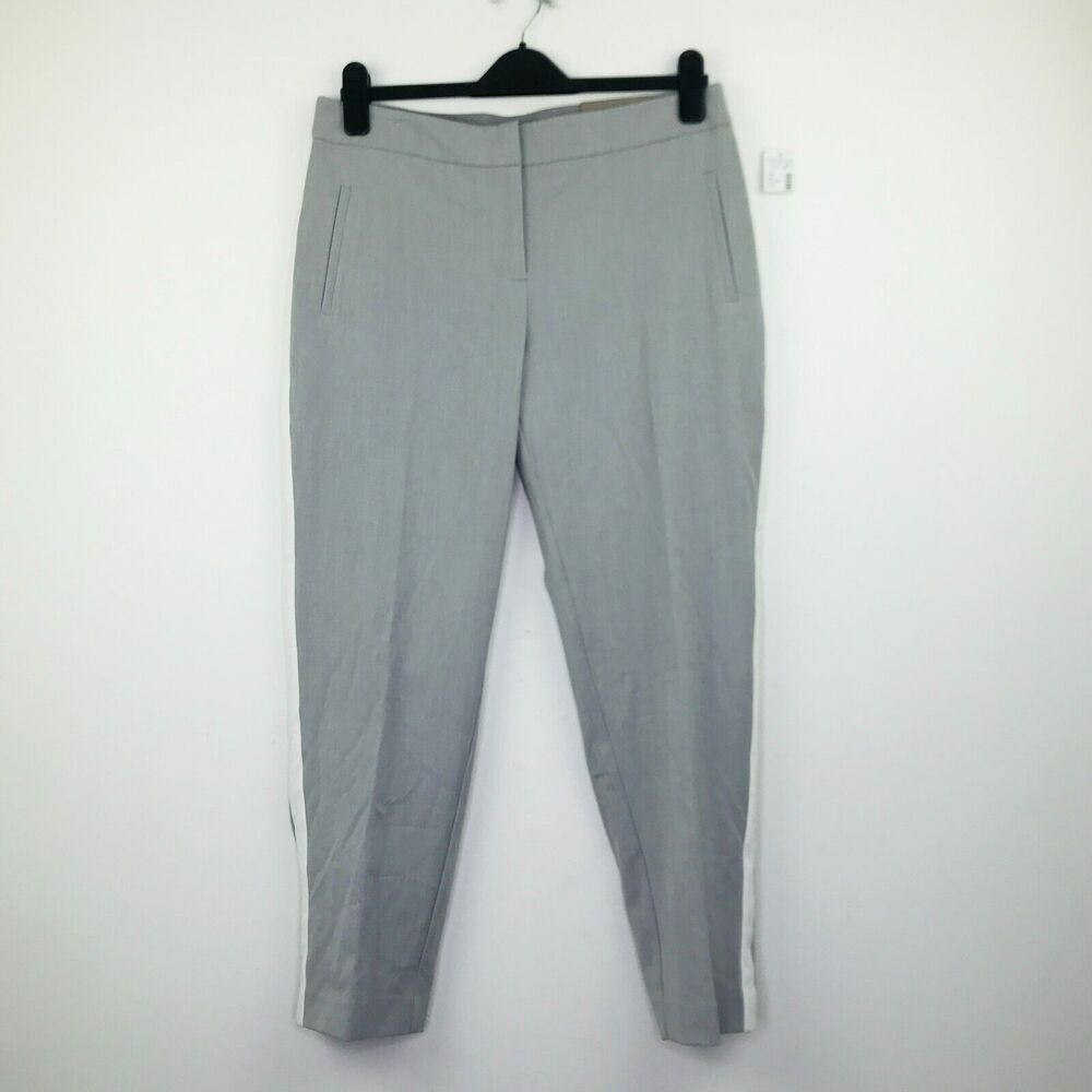 Maurices Women's 9/10 Pants Gray White Side Stripe Tapered Leg Trousers NWT BJ4